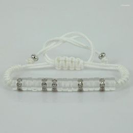 Charm Bracelets Anil Arjandas Men's Bracelet Pave White Cubic Zircon Connector Bead Braiding Macrame