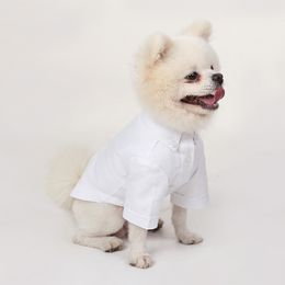 Dog Apparel Black White Shirt Summer Cat Pets Clothing Yorkshire Poodle Pomeranian Schnauzer Pug French Bulldog Clothes Drop 230628