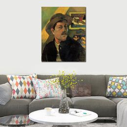 Hand Painted Canvas Art Self-portrait in A Hat Paul Gauguin Paintings Countryside Landscape Artwork Home Decor