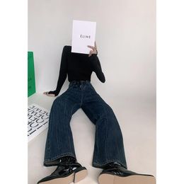 Dresses Dark Blue Vintage High Waist Women Jeans Korean Fashion Streetwear Wide Leg Jean Female Denim Trouser Straight Baggy Denim Pants