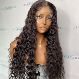 Glueless Lace Front Wig 150%Density 28Inch Natural Black Long Soft Kinky Curly For Black Women With Baby Hair Natural Hairline