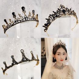 Hair Clips & Barrettes 1PC Retro Black Crystal Rhinestone Crown Bride Ornaments Trendy Wedding Accessories