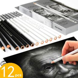 Pencils Marco White Charcoal Pencil Profesional Black Charcoal Pen Sketch Drawing Para Dibujar Papeleria Softmediumhard Chrcoal Pen