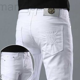 Men's Jeans designer Spring/Summer New for Light Luxury Korean Edition Thin Elastic Feet Slim Fit Cotton Pure White European Long Pants 5JRP