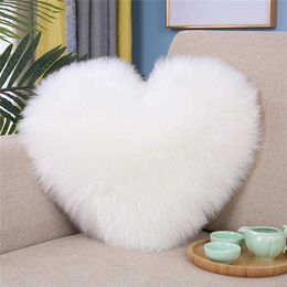 Cushion/Decorative Delicate Heart Shaped Fluffy Sofa Cushion Case Cotton Doll Shaggy Comfortable Sofa Cushion for Living Room