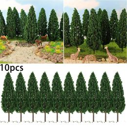 Decorative Flowers 10pcs Model Pine Trees Train Artificial Miniature Tree Plastic Scenery Railroad Decoration Building Landscape Accessories