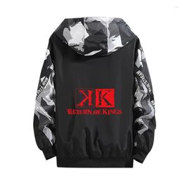 Men's Hoodies Anime K Cosplay Hoodie Homra Print Zipper Tops Splicing Coat Summer Sport Black Camouflage Thin Jacket No Blood Bone Ash