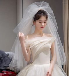 Headpieces Veil Bride Main Wedding Dress Puffy Multi-layer Short Simple White Pography Net Celebrity Po Props Headdress