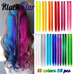 Lace Wigs Hair pieces Black Star Colored Party Highlights Clip in s for Girls 20 Inches Multicolors Straight Synthetic Hairpieces 230629