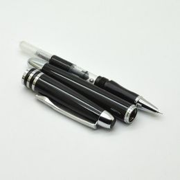 Pens MMS KAIGELU 367 Fountain Iridium Sign Pen Classic Style Silver Clip Full Black Fashion Extra Fine Nib Financial Writing Business