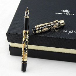 Pens High Quality JinHao Luxury Dragon Fountain Pen Vintage 0.5MM Nib Ink Pens for Writing Office Supplies caneta tinteiro