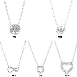 925-Pfund-Silber, neuer Mode-Charm, originelle runde Perlen, ewiges Symbol, Gänseblümchen-Halskette, Basis-Schlüsselbeinkette, kompatibles Pandora-Armband, Perlen