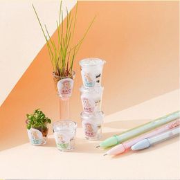 Pens 30 pcs/lot New Grass Plant Gel Pen Cute DIY black Ink Signature Pens Promotional Gift Stationery School Supplies