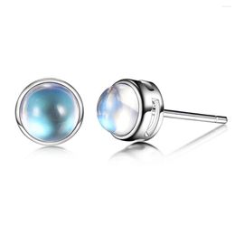 Stud Earrings YangFx Silver Colour Elegant And Natural Moonlight Stone Colourful Gemstone Blue Jewellery