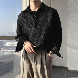 Men's Casual Shirts Men's Elegant White For Mens Retro Gentleman Stylish Clothing Black Blouse Loose Work Korean Fashion Streetwear Top