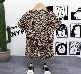 Clothing Sets Children Cotton Out Clothes Summer Baby Boys Leopard Print causal Shirt Shorts 2Pcssets Infant Kids Fashion Toddler Tracksuits 230628