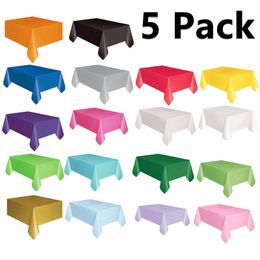 Disposable Dinnerware 5 Pack Disposable Tablecloth Rectangle Party Birthday Solid Color Table Covers Plastic Waterproof Tablecover Wipe Cloth 2 Size 230628