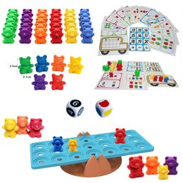 Learning Toys 1836 Rainbow Bear Montessori Wisdom With Stacking Cup Matching Game Colour Classification Early Education 230628