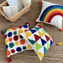 Cushion/Decorative Rainbow Throw for Living Room Bedroom Bedside Cushion Car Office Lumbar Only R230629