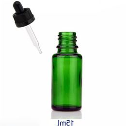 Childproof Cap Serum Cosmetic 15ml Round Amber Clear Blue Green Bottles 1 2 OZ Glass Dropper Bottle For Essential Oil 15 ml Theqn
