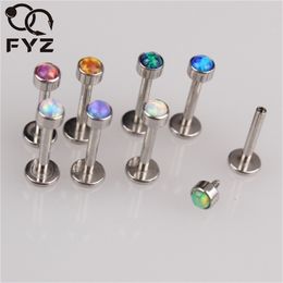 Navel Bell Button Rings G23 Mixed 8 Colours Opal Internally Threaded Labret 16g Lip Piercing Ear Cartilage Helix Tragus Stud Body Jewellery 230628