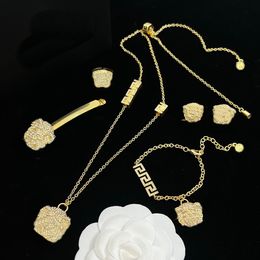 Beauty Head Rhinestone Women Necklace Bracelet Earring Hairpin Ring Set Banshee Designer Jewellery Birthday Gifts XMS16d02