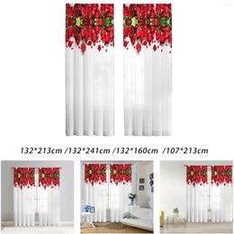 Curtain 2Pcs Spring Flower Curtains Rod Pocket Window Drapes For Bedroom Living Room