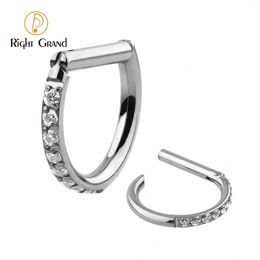 Navel Bell Button Rings Right Grand ASTM 36 D Shaped Septum Clicker Nose Hoop Daith Helix Tragus Cartilage Studs Ear Piercing 230628