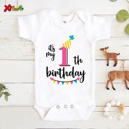 Rompers Baby Girl Onesie 1st Birthday Party Bodysuit Clothes First Birthday Toddler Designer Infant Clothes Romper Born Baby Items 230628