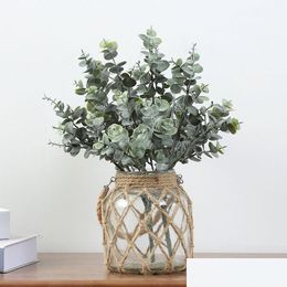 Faux Floral Greenery Eucalyptus Leaves Artificial Stems Fake Green Plants Branches Diy Home Wedding Party Decoration Jk2101Xb Drop Dhhr4