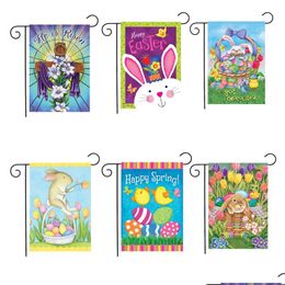 Banner Flags Easter Garden Flag Festivals Holidays Seasons Decorations Accessiories Party Cartoon Printing Outdoor Yard Jk2002 Drop Dhkv3