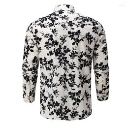 Men's Casual Shirts Men's Tops Men Men's Spring And Summer Top Long-sleeved Hawaiian Floral Soft Print Shirt Long Sleeve Plain For