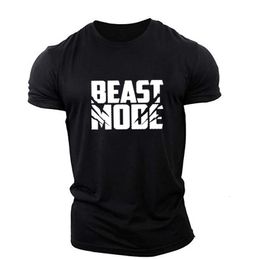 Mens TShirts Beast Mode Letter English Element Printed Casual Tshirts Summer Short Sleeve Workout Sports Gym T Shirts Big Size 6XL Top 230629