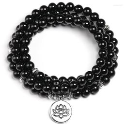 Strand Natural Genuine A Grade Black Tourmaline Design Yogi Bracelet Stone Balance Women Men Necklace Jewellery