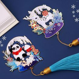Creative Hollow Out Cartoon Animal Panda Christmas Deer Brass Gift Bookmark Student Page Clip School Stationery Supplies