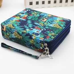 Bags New Floral 120 Holes Pencil Case Large Capacity Zipper Pen Holder Square Pen Box Stationery Art Painting Sketch Pen Accessories