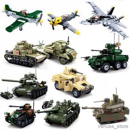 Blocks Military Main Battle Tank Aircraft Vehicle Model Building Block Aviation Fighter Soldier Movable Doll Set Children's Toy R230629