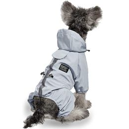 Dog Apparel Raincoat Quick Dry Pet Reflective Adjustable Rain Poncho Jacket Waterproof Windproof Puppy Hooded Cloak 4 Legs 230628