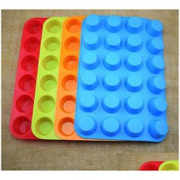 Baking Moulds Mini Muffin Cup 24 Cavity Silicone Soap Cookies Cupcake Bakeware Pan Tray Mould Home Diy Cake Mold Xb1 Drop Delivery Dh2De