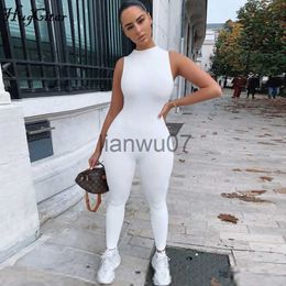 Women's Jumpsuits Rompers 2020 sleeveless bodycon jumpsuit summer women fashion stretchy outfits white black solid body romper J230629