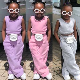 Pajamas Kids Tales Summer Essentials Little Baby Girls Clothing 2Pcs Sets Sleeveless Crop Tops Loose Pants Toddler Children Suits 1 8Y 230628