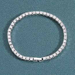 3mm 4mm 5mm 6mm Retro Unisex Bracelet Hip Hop Alloy Rhinestone a Row of Tennis Chains Personality Hip Hop Bracelet