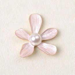 Tools 50pcs 20*22mm Gold Color Enamel Pearl Flower Charm for Cloth/wedding Hair Jewelry Findings for Diy Handmade Jewelry Making