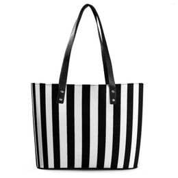 Evening Bags Vintage Striped Print Handbags Black White Vertical Stripes Outdoor Tote Bag Women Streetwear Shoulder Designer Hand