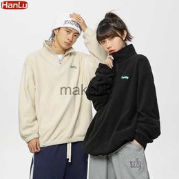 Mens Hoodies Sweatshirts Autumn Winter Fleece Warm Stand Collar Embroidered Half Zip Mens Sweater New WoMen Fashion Streetwear Sweatshirts Casual Coat J230629