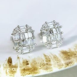Stud Earrings WPB Premium Women T Diamond Rectangular Female Luxury Jewelry Brilliant Zircon Design Girl Gift Party
