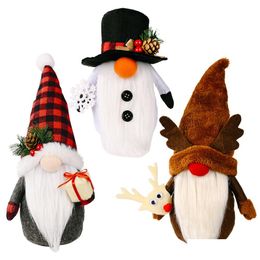 Christmas Decorations Faceless Gnome Handmade Plush Santa Snowman Reindeer Doll Home Party Windows Ornament Xbjk2108 Drop Delivery G Dhkl3