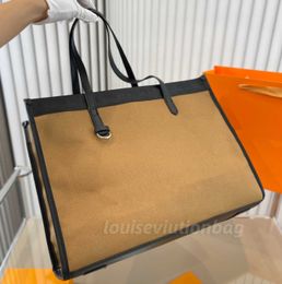 Rive Gauche Large The Tote Bag Women Handbags Men Totes Shopping Bag Weave Large Capacity Pocket Summer Travel Beach Bags Shoulder Bags Canvas Leather 103837