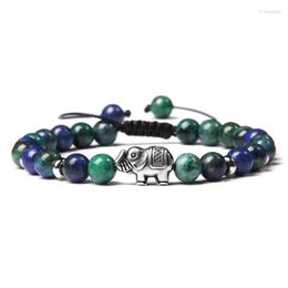 Strand Couple Distance Braided Bracelet Natural Lapis Lazuli Stone Fashion Elephant Charm For Women Men Yoga Jewellery