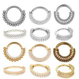 Navel Bell Button Rings 36 Daith Helix Piercing Earrings Zircon Hight Segment Clicker Septum Percing Nose Tragus Cartilage Body Jewellery 230628